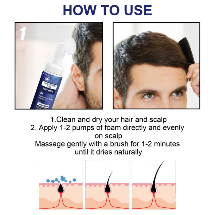 Men's Dense Hair Foam Machine, Repair Hair Root Follicle Men's Hair Thick Moisturizing Foam - Image 7