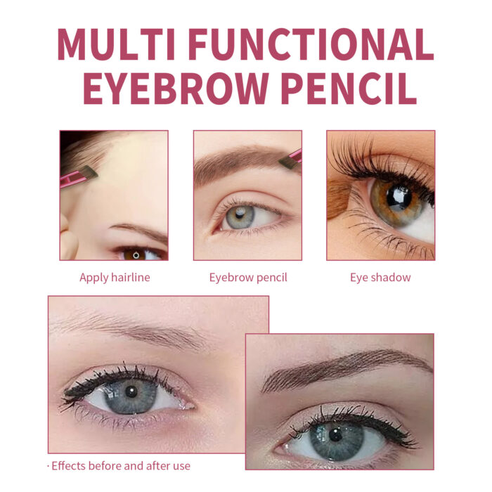 Multi-Functional Eyebrow Brush, Three-Dimensional Wild Eyebrow Concealer Brush Angle Portable Natural Hairline Eyebrow Pencil - Image 5