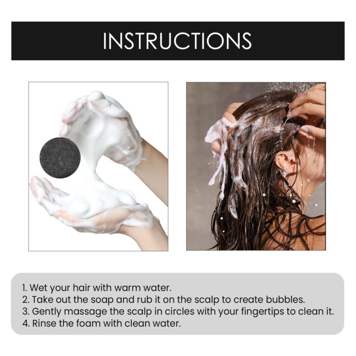 Organic Bamboo Charcoal Shampoo Bar, Deep Cleansing Scalp Strong And Strong Hair Nourishing Repair Improve Dry Shampoo Soap - Image 7