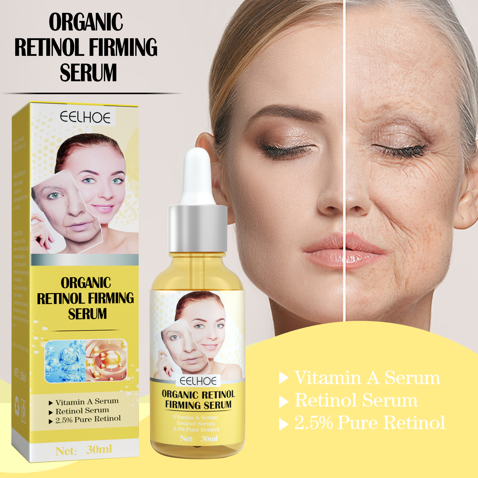 Retinol Firming Serum, Face Lift Firming Skin Hydrating Reduce Fine Lines Essence