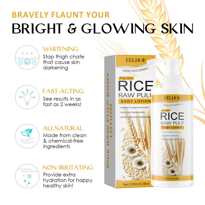 Rice Raw Pulp Body Lotion, Light Black Anti-Dryness Tender Bright And White Body Lotion - Image 5