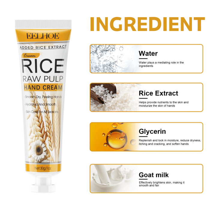 Rice Raw Pulp Hand Cream, Moisturizes And Brightens Skin To Reduce Dry, Rough And Itchy Hand Care Cream - Image 6