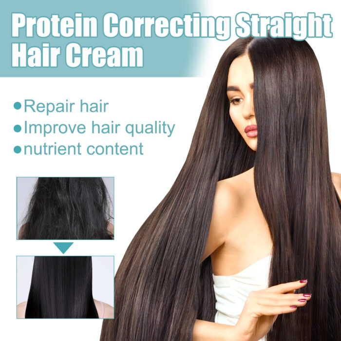 Protein Correcting Straight Hair Cream, Straighten-free Hair Treatment Repairs Damaged Smoothness Hair Cream - Image 5