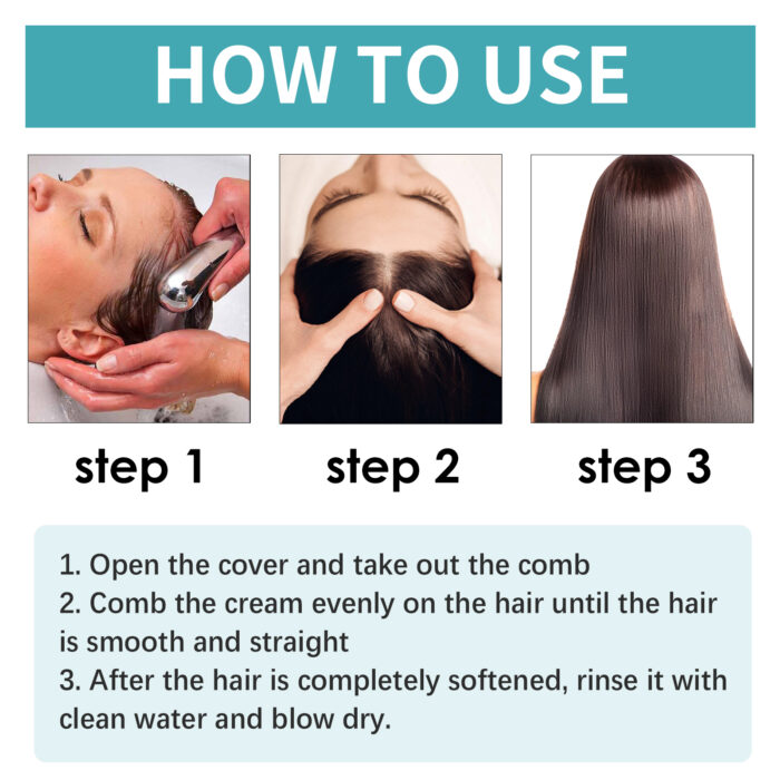 Protein Correcting Hair Straightening Cream, Nourishing Hair Repair Damage Smooth Furry Split Hair Care Cream - Image 7