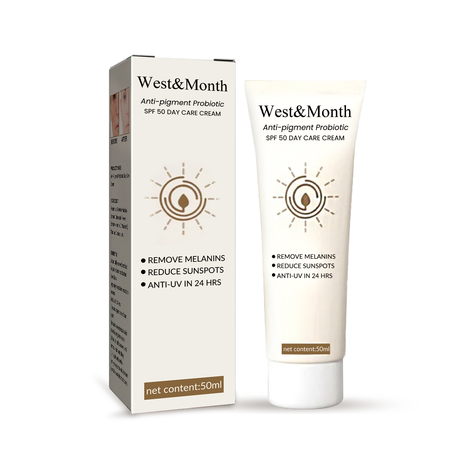 Anti-poignant Probiotic SPF 50 Day Care Cream, Brightening Skin Waterproof Anti-sweat Refreshing Isolation Protective Cream