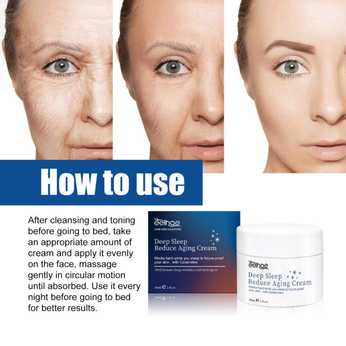 Deep Sleep Reduce Aging Cream, Firming Light Lines Brightening Skin Tone Moisturizing Skin Care Sleep Cream - Image 7