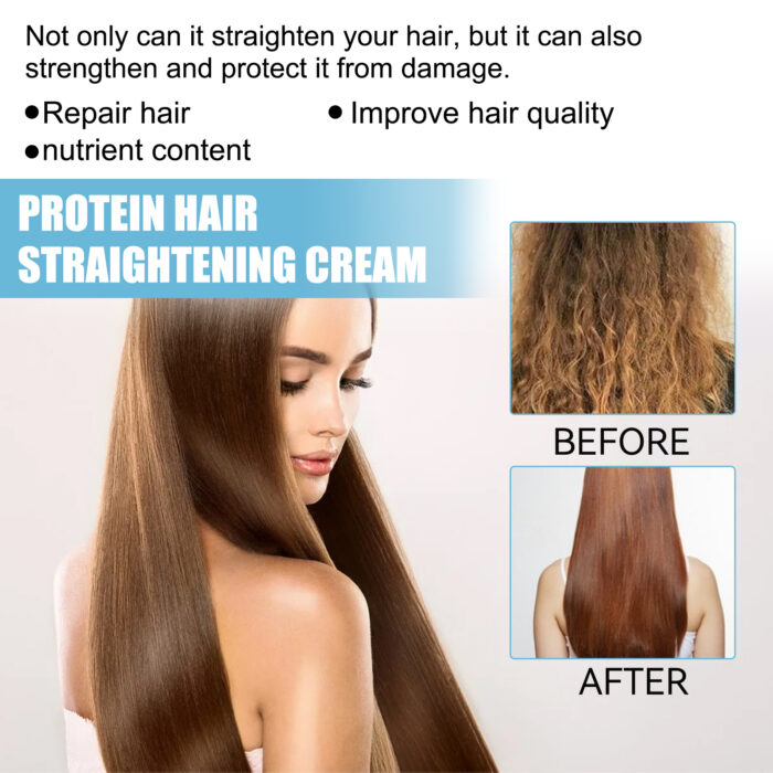 Protein Hair Straightening Cream, Non-straightening Long-lasting Styling Repair Damage Soft Cream - Image 4